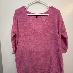 Express Pink V-Neck Women's Sweater